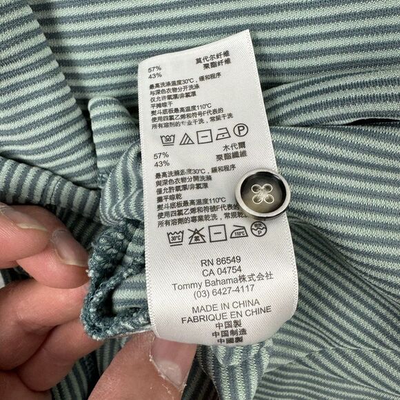 Tommy Bahama Shirt Mens 2XL Green Striped Modal Blend Polo Short Sleeve Casual - Picture 10 of 13